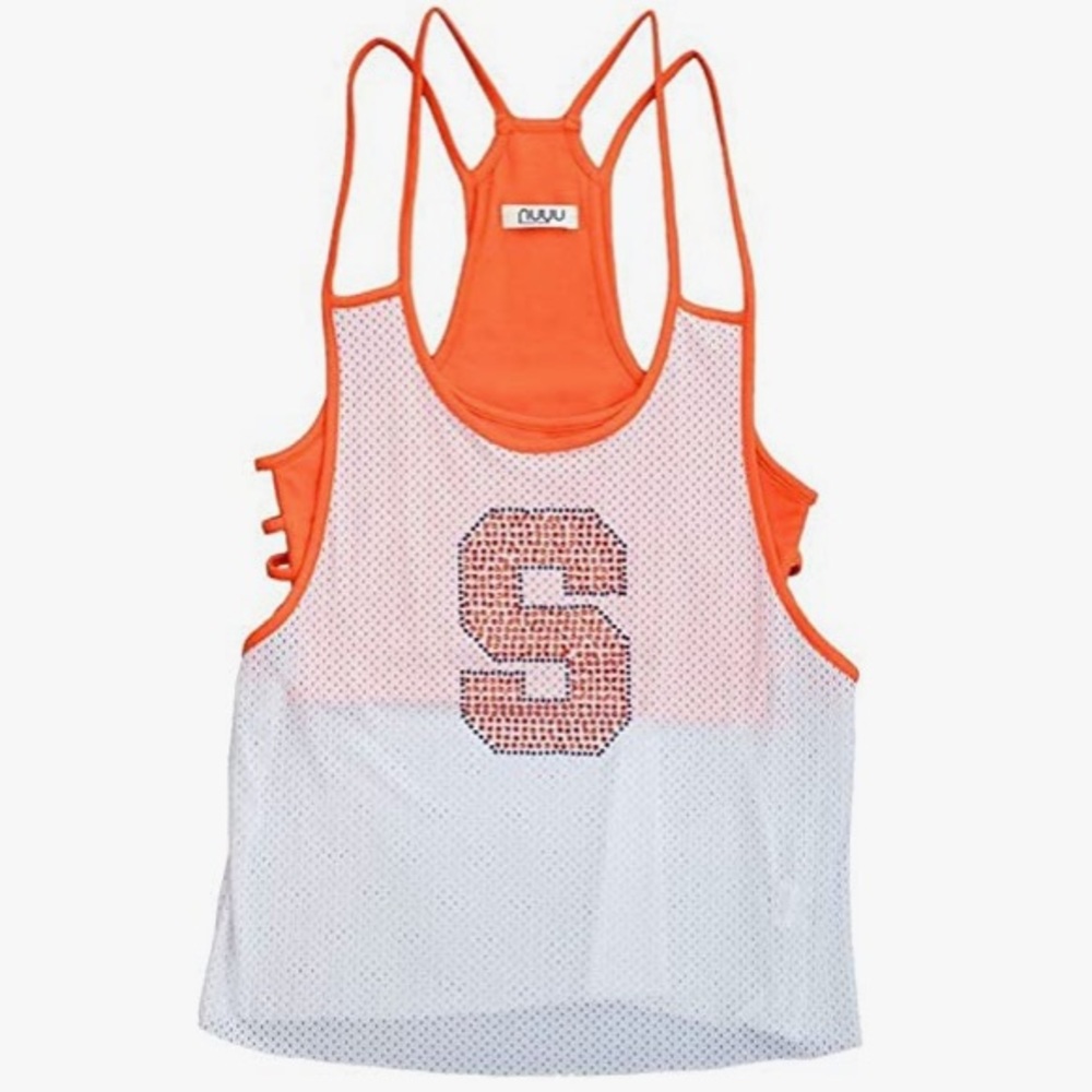 Syracuse University Mesh Tank with Rhinestones and Attached Sporty Bralette